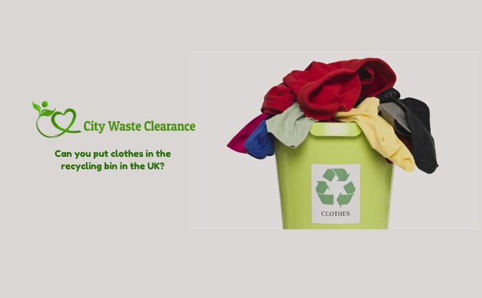 clothes in the recycling bin in the UK